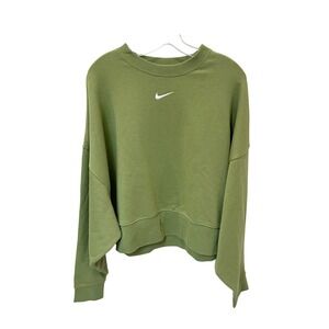 Nike Womens Phoenix Fleece Oversized Cropped Sweatshirt Green - Size Large